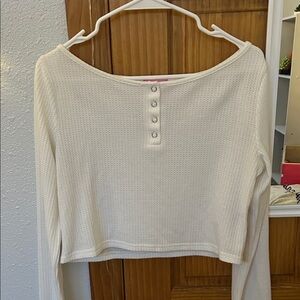 Edikted Cream Button-Detail Crop Top